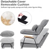 image:imageMCombo Accent Recliner Chair with Ottoman Modern Fabric Armchair Upholstered Sofa Bed for Living Room Bedroom Small Space 4055 Black Frame BlueHoundstooth