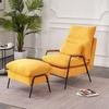 image:imageMCombo Accent Recliner Chair with Ottoman Modern Fabric Armchair Upholstered Sofa Bed for Living Room Bedroom Small Space 4055 Black Frame BlueYellow