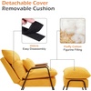 image:imageMCombo Accent Recliner Chair with Ottoman Modern Fabric Armchair Upholstered Sofa Bed for Living Room Bedroom Small Space 4055 Black Frame BlueYellow