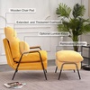 image:imageMCombo Accent Recliner Chair with Ottoman Modern Fabric Armchair Upholstered Sofa Bed for Living Room Bedroom Small Space 4055 Black Frame BlueYellow
