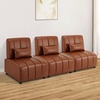 image:imageMCombo Accent Sofa Chair Faux Leather Upholstered Armless Chair Modular Guest Reception Chair for Waiting Room Office 4339 Brown