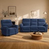 image:imageMCombo Arden Wall Hugger Power Reclining Sofa Set 3Piece PR635H1  PetFriendly FabricUSB Charging PortsChairLoveseatSofafor Small SpacesNavy Blue