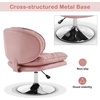 image:imageMCombo Armless Swivel Accent Chair with Height Adjustment Tech Cloth Upholstered Vanity Chair with Round Metal Base and Double Cushion Seat for Makeup Home Office Living Room or Bedroom 4846 PinkPink