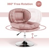 image:imageMCombo Armless Swivel Accent Chair with Height Adjustment Tech Cloth Upholstered Vanity Chair with Round Metal Base and Double Cushion Seat for Makeup Home Office Living Room or Bedroom 4846 PinkPink