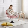 image:imageMCombo Armless Swivel Accent Chair with Height Adjustment Tech Cloth Upholstered Vanity Chair with Round Metal Base and Double Cushion Seat for Makeup Home Office Living Room or Bedroom 4846 PinkPink
