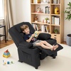 image:imageMCombo Big Kids Recliner for Ages 3 Child Reclining Chair Toddlers Recliner Sofa with Cup Holders Faux Leather 7322VioletBlack