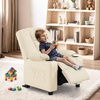 image:imageMCombo Big Kids Recliner for Ages 3 Child Reclining Chair Toddlers Recliner Sofa with Cup Holders Faux Leather 7322VioletCream White
