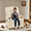 image:imageMCombo Big Kids Recliner for Ages 3 Child Reclining Chair Toddlers Recliner Sofa with Cup Holders Faux Leather 7322VioletCream White