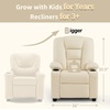 image:imageMCombo Big Kids Recliner for Ages 3 Child Reclining Chair Toddlers Recliner Sofa with Cup Holders Faux Leather 7322VioletCream White