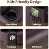 image:imageMCombo Big Kids Recliner for Ages 3 Child Reclining Chair Toddlers Recliner Sofa with Cup Holders Faux Leather 7322VioletDark Brown