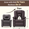 image:imageMCombo Big Kids Recliner for Ages 3 Child Reclining Chair Toddlers Recliner Sofa with Cup Holders Faux Leather 7322VioletDark Brown