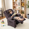 image:imageMCombo Big Kids Recliner for Ages 3 Child Reclining Chair Toddlers Recliner Sofa with Cup Holders Faux Leather 7322VioletDark Brown