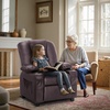 image:imageMCombo Big Kids Recliner for Ages 3 Child Reclining Chair Toddlers Recliner Sofa with Cup Holders Faux Leather 7322VioletDark Brown