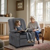 image:imageMCombo Big Kids Recliner for Ages 3 Child Reclining Chair Toddlers Recliner Sofa with Cup Holders Faux Leather 7322VioletDark Grey