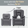 image:imageMCombo Big Kids Recliner for Ages 3 Child Reclining Chair Toddlers Recliner Sofa with Cup Holders Faux Leather 7322VioletDark Grey
