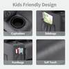 image:imageMCombo Big Kids Recliner for Ages 3 Child Reclining Chair Toddlers Recliner Sofa with Cup Holders Faux Leather 7322VioletDark Grey
