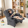 image:imageMCombo Big Kids Recliner for Ages 3 Child Reclining Chair Toddlers Recliner Sofa with Cup Holders Faux Leather 7322VioletDark Grey