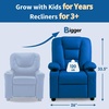 image:imageMCombo Big Kids Recliner for Ages 3 Child Reclining Chair Toddlers Recliner Sofa with Cup Holders Faux Leather 7322VioletLight Blue