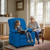 image:imageMCombo Big Kids Recliner for Ages 3 Child Reclining Chair Toddlers Recliner Sofa with Cup Holders Faux Leather 7322VioletLight Blue