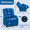 image:imageMCombo Big Kids Recliner for Ages 3 Child Reclining Chair Toddlers Recliner Sofa with Cup Holders Faux Leather 7322VioletLight Blue