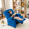 image:imageMCombo Big Kids Recliner for Ages 3 Child Reclining Chair Toddlers Recliner Sofa with Cup Holders Faux Leather 7322VioletLight Blue