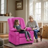 image:imageMCombo Big Kids Recliner for Ages 3 Child Reclining Chair Toddlers Recliner Sofa with Cup Holders Faux Leather 7322VioletPink