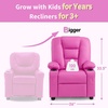 image:imageMCombo Big Kids Recliner for Ages 3 Child Reclining Chair Toddlers Recliner Sofa with Cup Holders Faux Leather 7322VioletPink