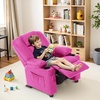 image:imageMCombo Big Kids Recliner for Ages 3 Child Reclining Chair Toddlers Recliner Sofa with Cup Holders Faux Leather 7322VioletPink