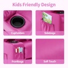 image:imageMCombo Big Kids Recliner for Ages 3 Child Reclining Chair Toddlers Recliner Sofa with Cup Holders Faux Leather 7322VioletPink