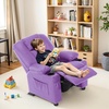 image:imageMCombo Big Kids Recliner for Ages 3 Child Reclining Chair Toddlers Recliner Sofa with Cup Holders Faux Leather 7322VioletViolet