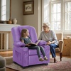 image:imageMCombo Big Kids Recliner for Ages 3 Child Reclining Chair Toddlers Recliner Sofa with Cup Holders Faux Leather 7322VioletViolet