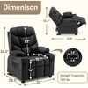 image:imageMCombo Big Kids Recliner for Ages 3 Child Reclining Chair Toddlers Recliner Sofa with Cup Holders Faux Leather Dark GreyBlack