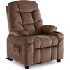 image:imageMCombo Big Kids Recliner for Ages 3 Child Reclining Chair Toddlers Recliner Sofa with Cup Holders Faux Leather Dark GreyBrown