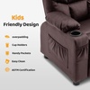 image:imageMCombo Big Kids Recliner for Ages 3 Child Reclining Chair Toddlers Recliner Sofa with Cup Holders Faux Leather Dark GreyBrown