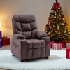 image:imageMCombo Big Kids Recliner for Ages 3 Child Reclining Chair Toddlers Recliner Sofa with Cup Holders Faux Leather Dark GreyBrown