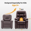 image:imageMCombo Big Kids Recliner for Ages 3 Child Reclining Chair Toddlers Recliner Sofa with Cup Holders Faux Leather Dark GreyBrown