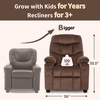 image:imageMCombo Big Kids Recliner for Ages 3 Child Reclining Chair Toddlers Recliner Sofa with Cup Holders Faux Leather Dark GreyBrown