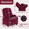 image:imageMCombo Big Kids Recliner for Ages 3 Child Reclining Chair Toddlers Recliner Sofa with Cup Holders Faux Leather Dark GreyBurgundy