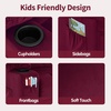 image:imageMCombo Big Kids Recliner for Ages 3 Child Reclining Chair Toddlers Recliner Sofa with Cup Holders Faux Leather Dark GreyBurgundy