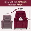 image:imageMCombo Big Kids Recliner for Ages 3 Child Reclining Chair Toddlers Recliner Sofa with Cup Holders Faux Leather Dark GreyBurgundy