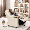 image:imageMCombo Big Kids Recliner for Ages 3 Child Reclining Chair Toddlers Recliner Sofa with Cup Holders Faux Leather Dark GreyCream White