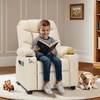 image:imageMCombo Big Kids Recliner for Ages 3 Child Reclining Chair Toddlers Recliner Sofa with Cup Holders Faux Leather Dark GreyCream White
