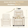 image:imageMCombo Big Kids Recliner for Ages 3 Child Reclining Chair Toddlers Recliner Sofa with Cup Holders Faux Leather Dark GreyCream White