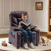 image:imageMCombo Big Kids Recliner for Ages 3 Child Reclining Chair Toddlers Recliner Sofa with Cup Holders Faux Leather Dark GreyDark Brown