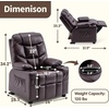 image:imageMCombo Big Kids Recliner for Ages 3 Child Reclining Chair Toddlers Recliner Sofa with Cup Holders Faux Leather Dark GreyDark Brown