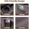 image:imageMCombo Big Kids Recliner for Ages 3 Child Reclining Chair Toddlers Recliner Sofa with Cup Holders Faux Leather Dark GreyDark Brown