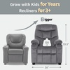 image:imageMCombo Big Kids Recliner for Ages 3 Child Reclining Chair Toddlers Recliner Sofa with Cup Holders Faux Leather Dark GreyDark Grey