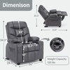 image:imageMCombo Big Kids Recliner for Ages 3 Child Reclining Chair Toddlers Recliner Sofa with Cup Holders Faux Leather Dark GreyDark Grey