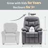image:imageMCombo Big Kids Recliner for Ages 3 Child Reclining Chair Toddlers Recliner Sofa with Cup Holders Faux Leather Dark GreyDark Grey
