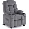 image:imageMCombo Big Kids Recliner for Ages 3 Child Reclining Chair Toddlers Recliner Sofa with Cup Holders Faux Leather Dark GreyDark Grey
